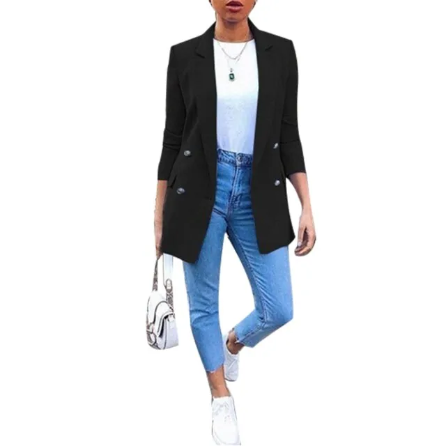 Amy Fashion - Chic Office Lady Breasted Blazer