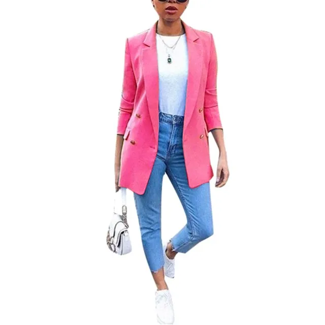 Amy Fashion - Chic Office Lady Breasted Blazer