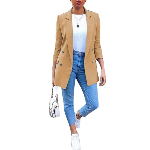 Amy Fashion - Chic Office Lady Breasted Blazer