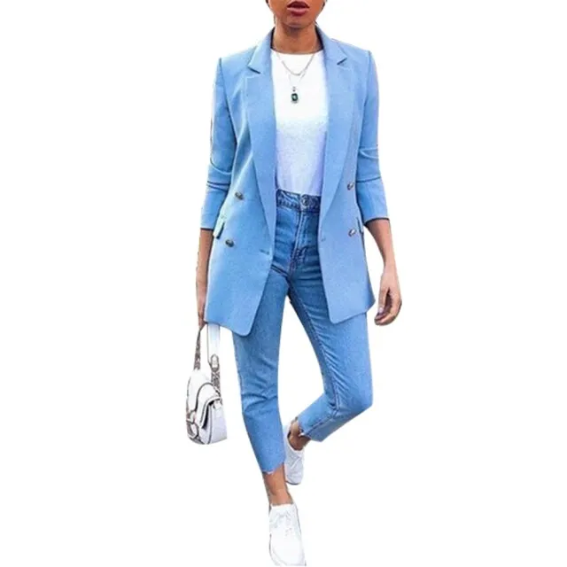 Amy Fashion - Chic Office Lady Breasted Blazer