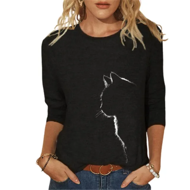 Amy Fashion - Clothing Funny Cat 3D Print Long Sleeve T-Shirts