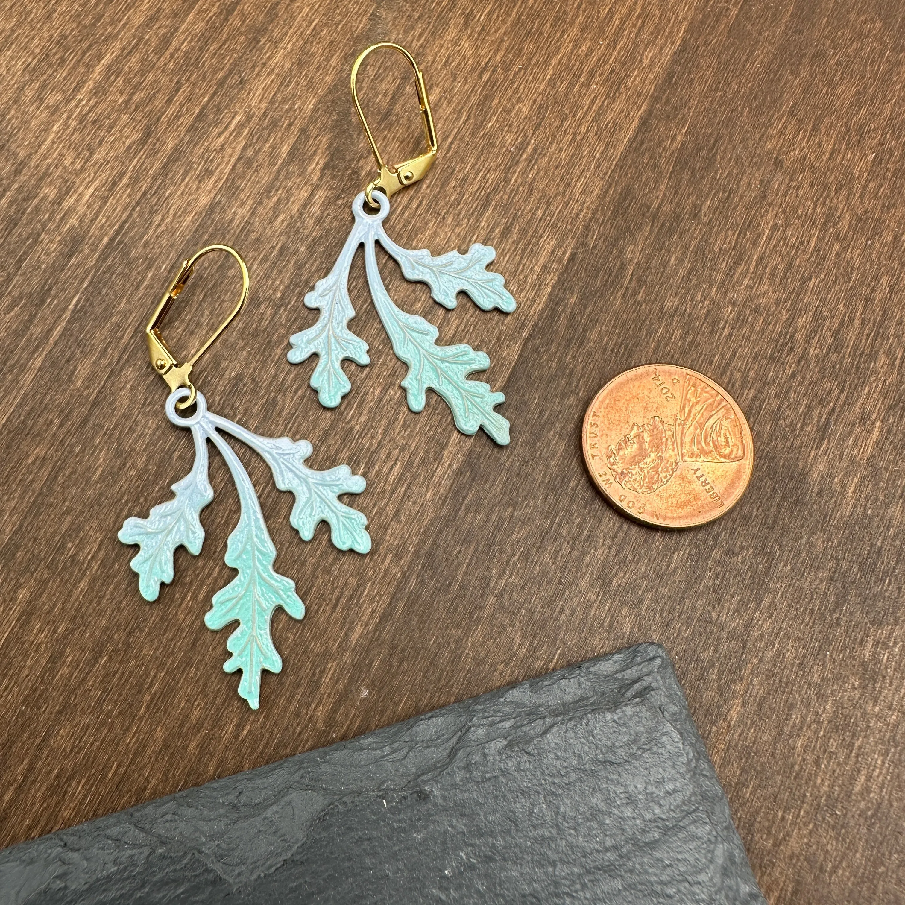 Azure Oak Leaf Earrings