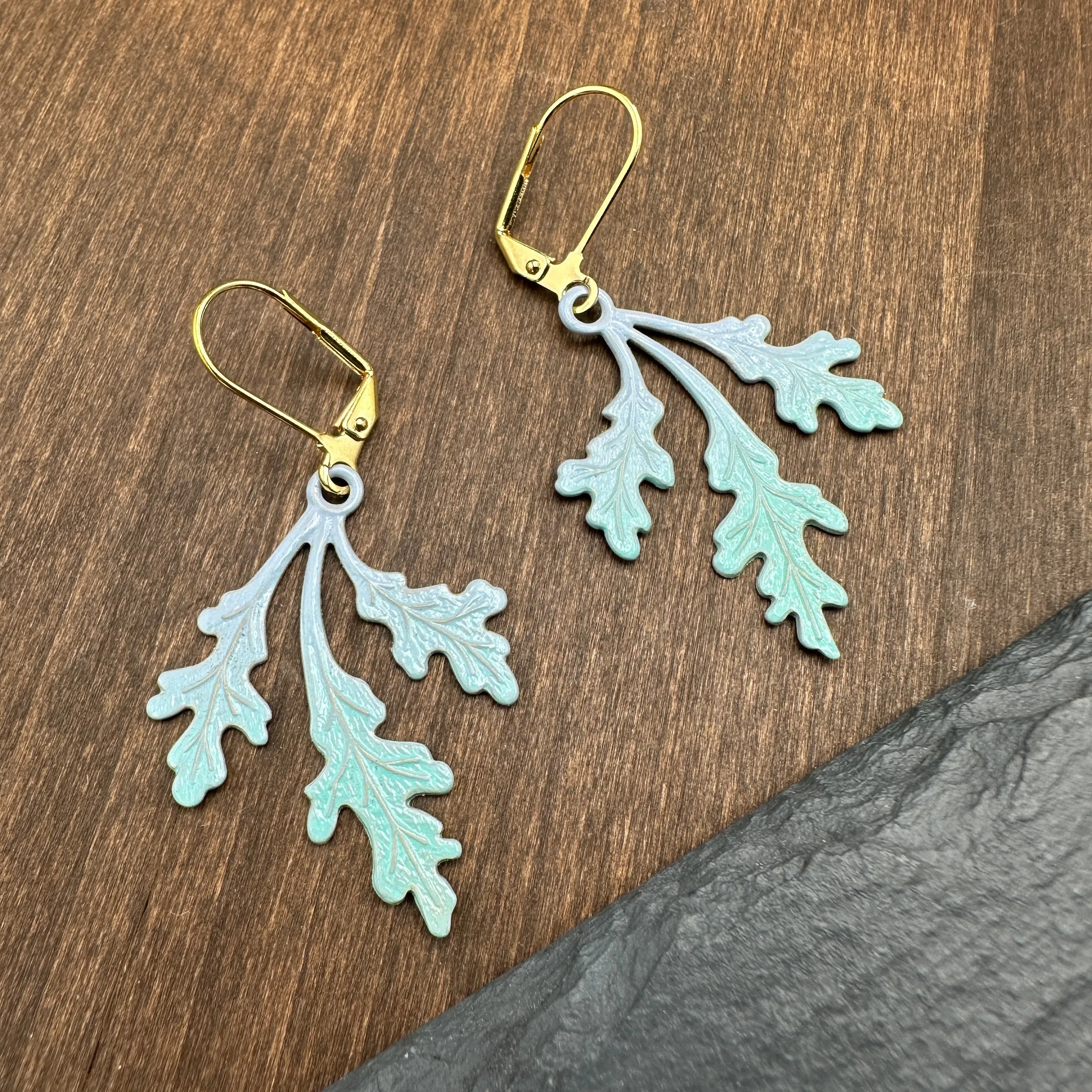 Azure Oak Leaf Earrings