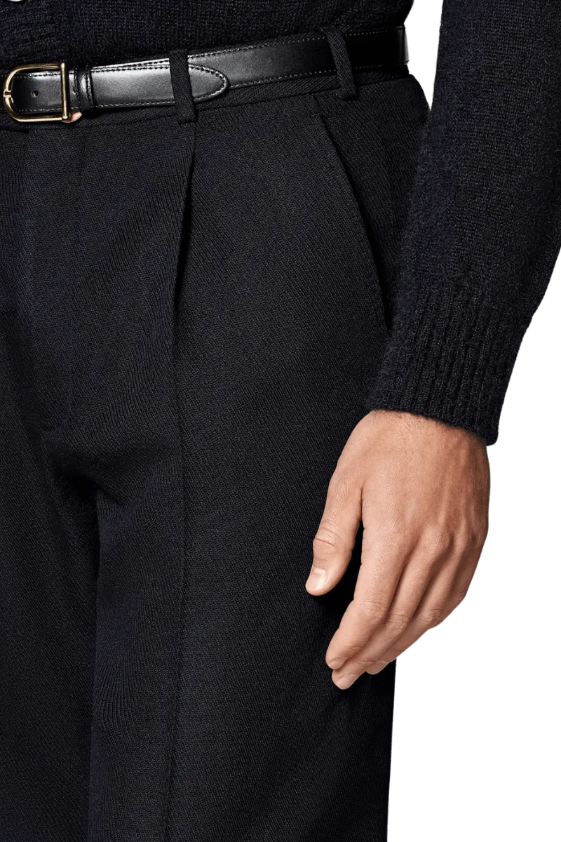 Black Modern Fit Wool Single Breasted Suit