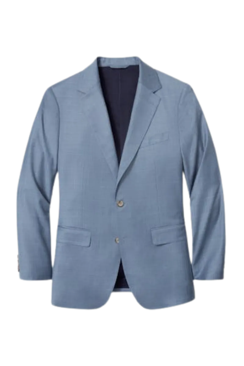 Blue Wool Notch Lapel Modern Fit Single Breasted Jacket