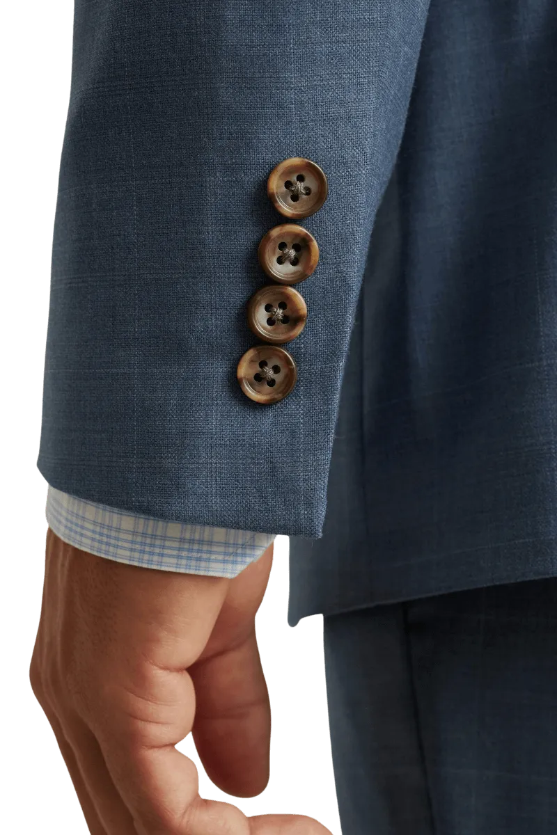 Blue Wool Notch Lapel Modern Fit Single Breasted Jacket