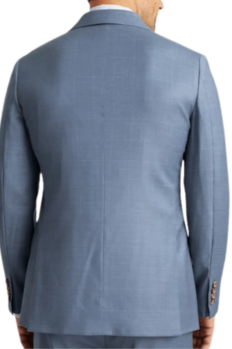 Blue Wool Notch Lapel Modern Fit Single Breasted Jacket