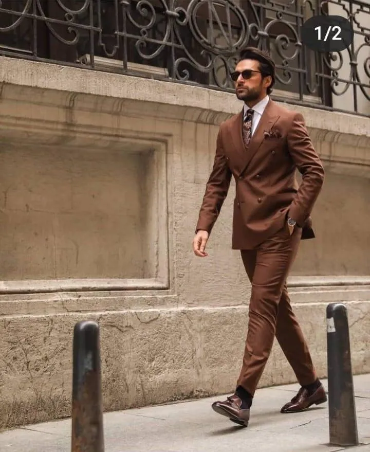 Caiden Brown Set Blazer Linen Suit