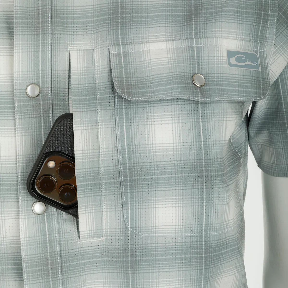 Cinco Ranch Western Plaid Button-Down Short Sleeve Shirt