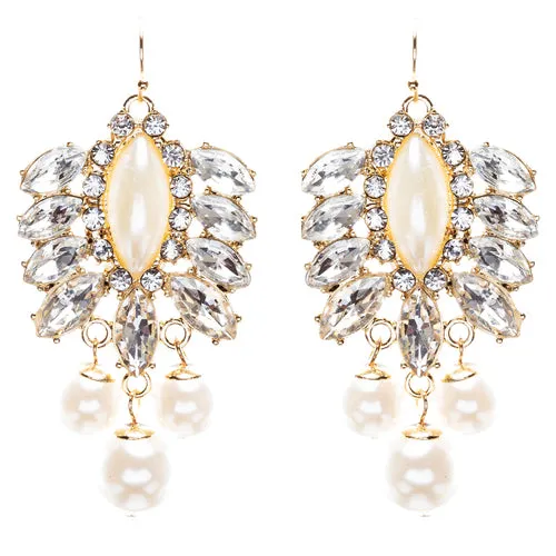 Elegance Fashion Crystal Rhinestone Grand Design Dangle Earrings E813 White