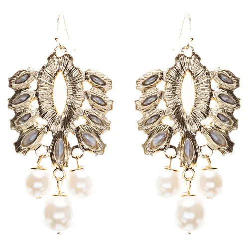 Elegance Fashion Crystal Rhinestone Grand Design Dangle Earrings E813 White