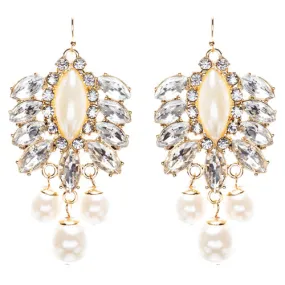 Elegance Fashion Crystal Rhinestone Grand Design Dangle Earrings E813 White