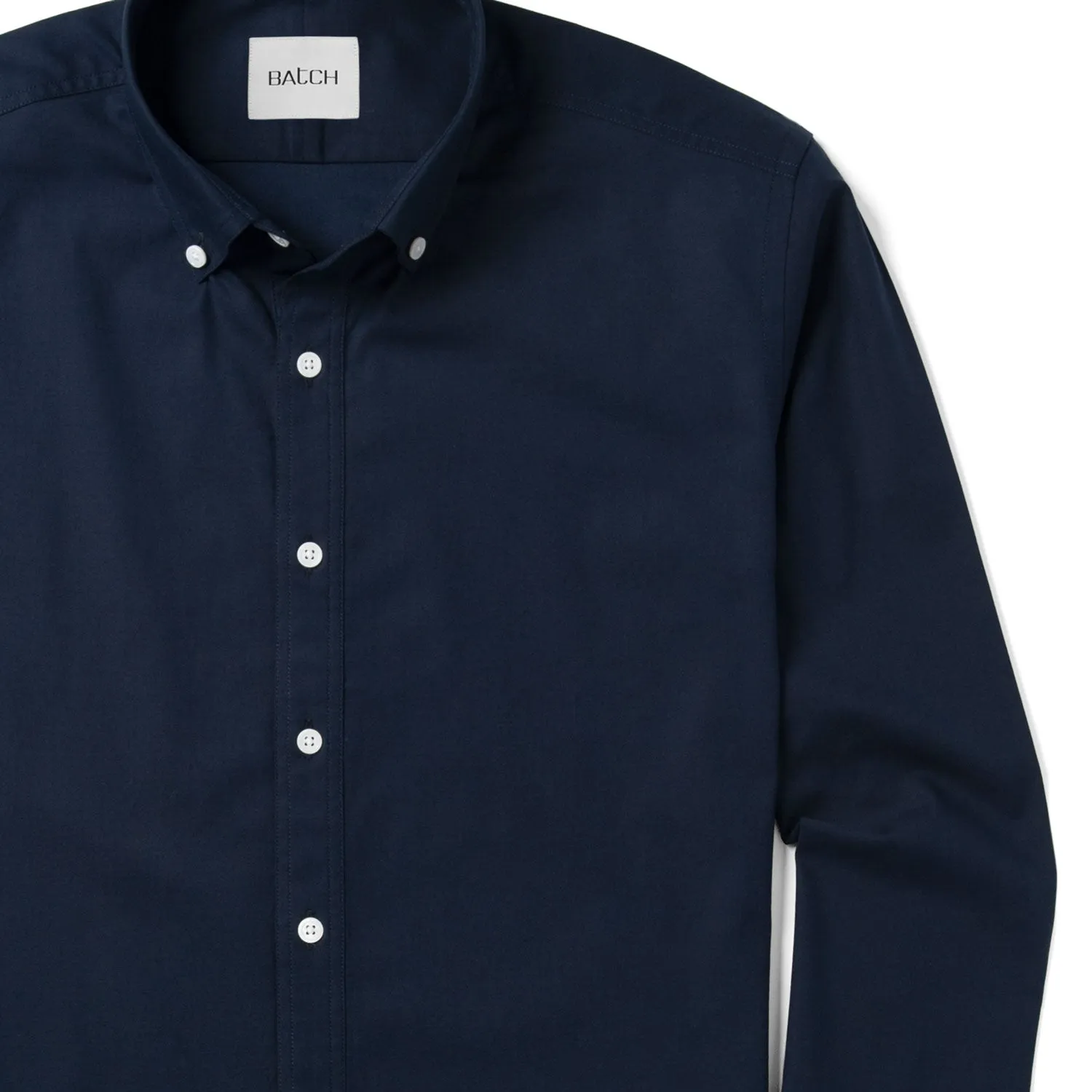 Essential Button Down Collar Casual Shirt - WB Navy Stretch Cotton Poplin