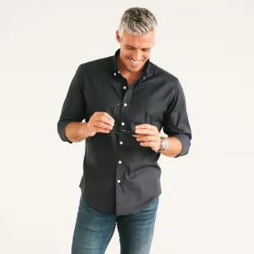 Essential Button Down Collar Casual Shirt - WB Navy Stretch Cotton Poplin