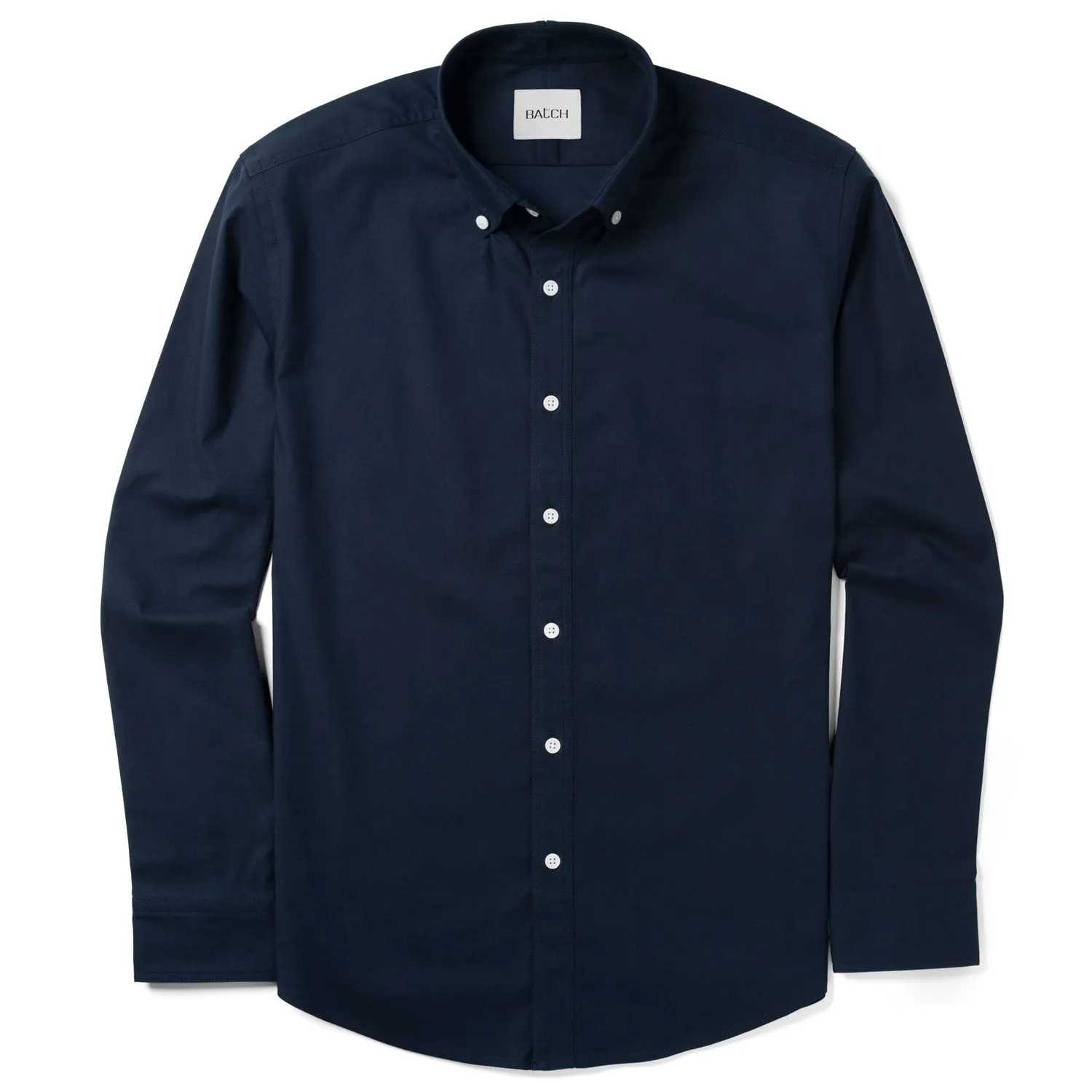 Essential Button Down Collar Casual Shirt - WB Navy Stretch Cotton Poplin