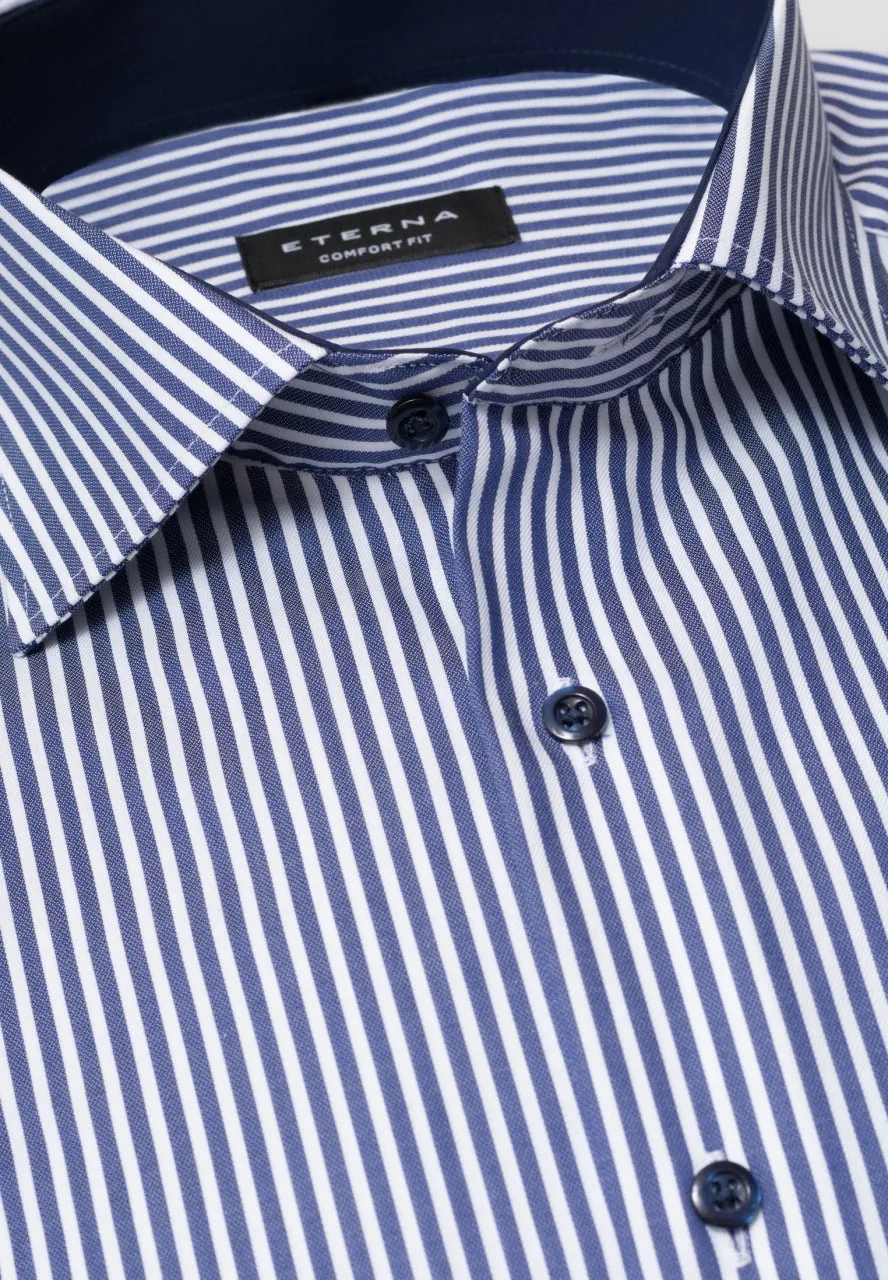 Eterna Navy Stripe Shirt Navy