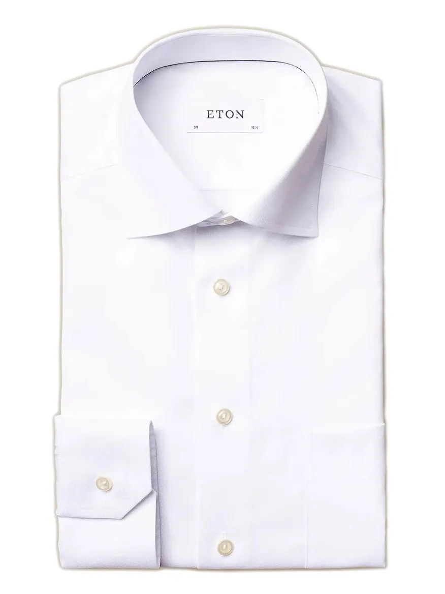 Eton Classic Fit Twill Dress Shirt in White