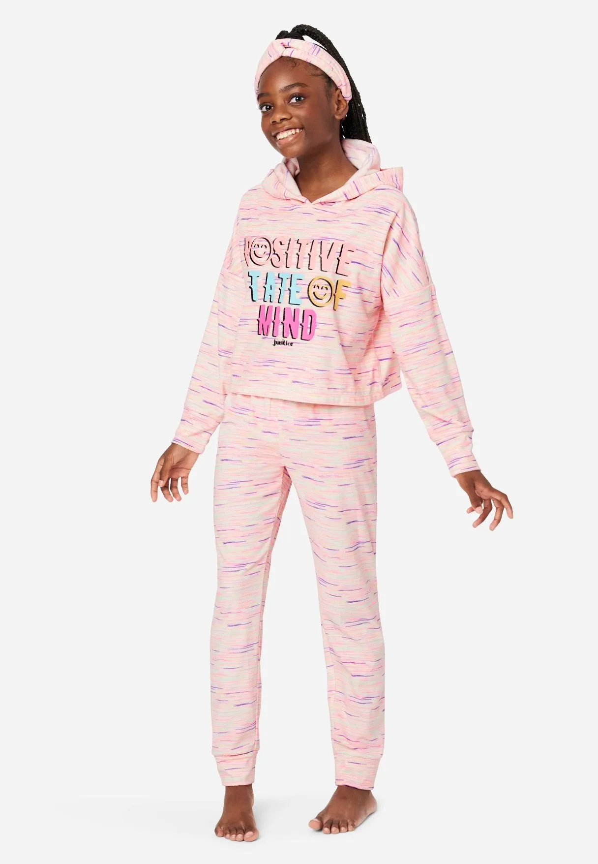 Graphic Space-Dyed Hoodie Pajama Set