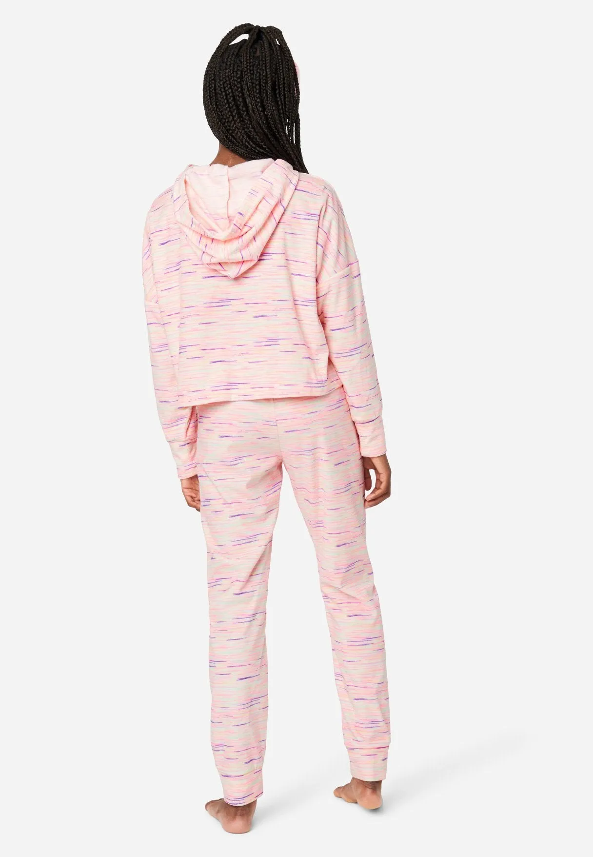 Graphic Space-Dyed Hoodie Pajama Set