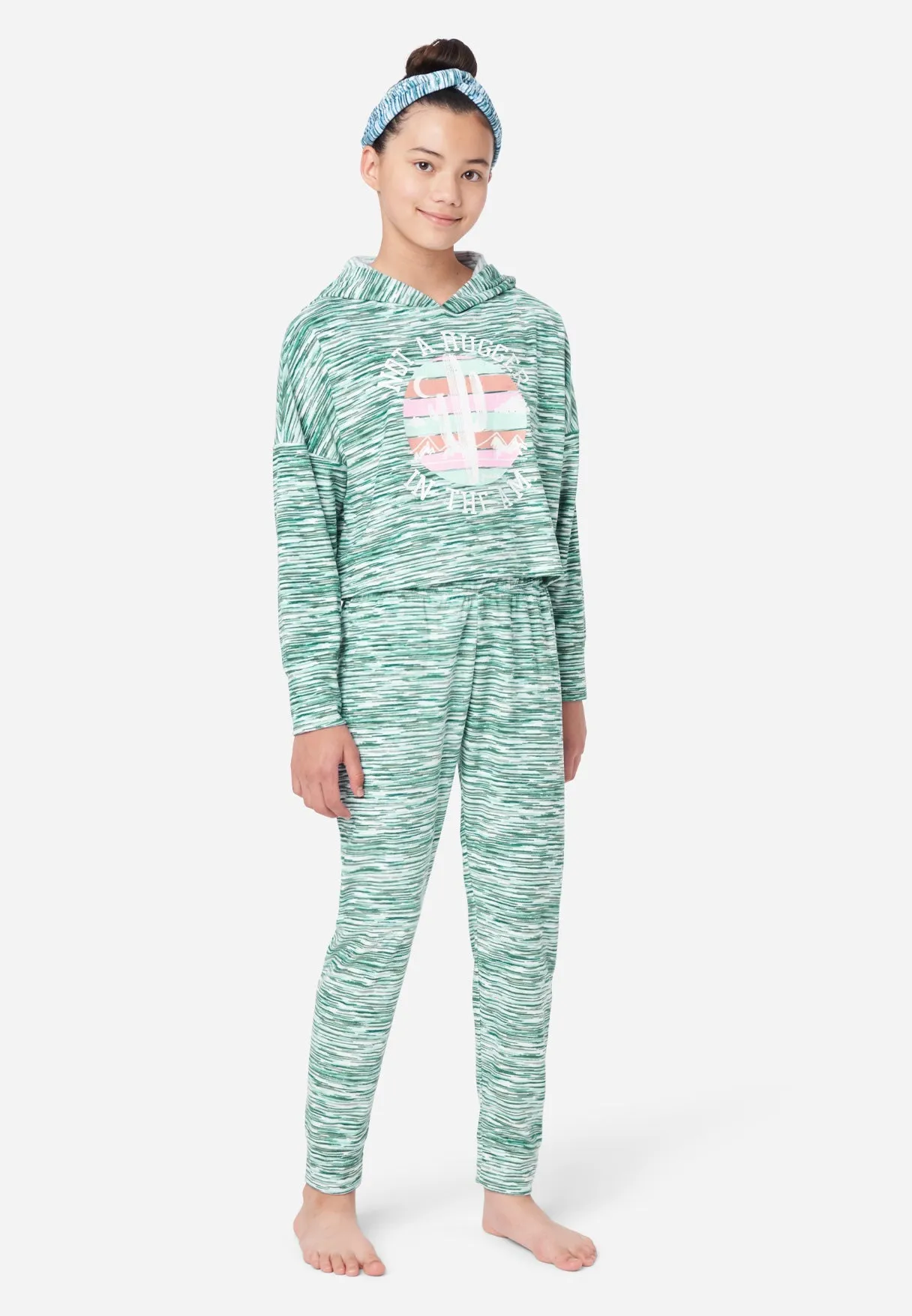 Graphic Space-Dyed Hoodie Pajama Set