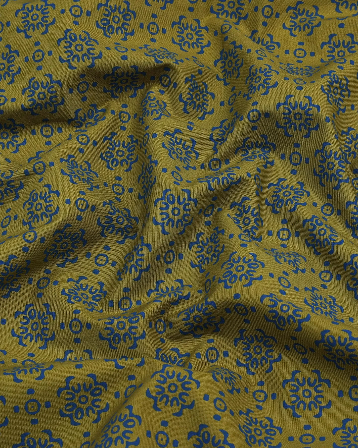 Green Folk Flower Poplin Printed Cotton Shirt Style Kurta