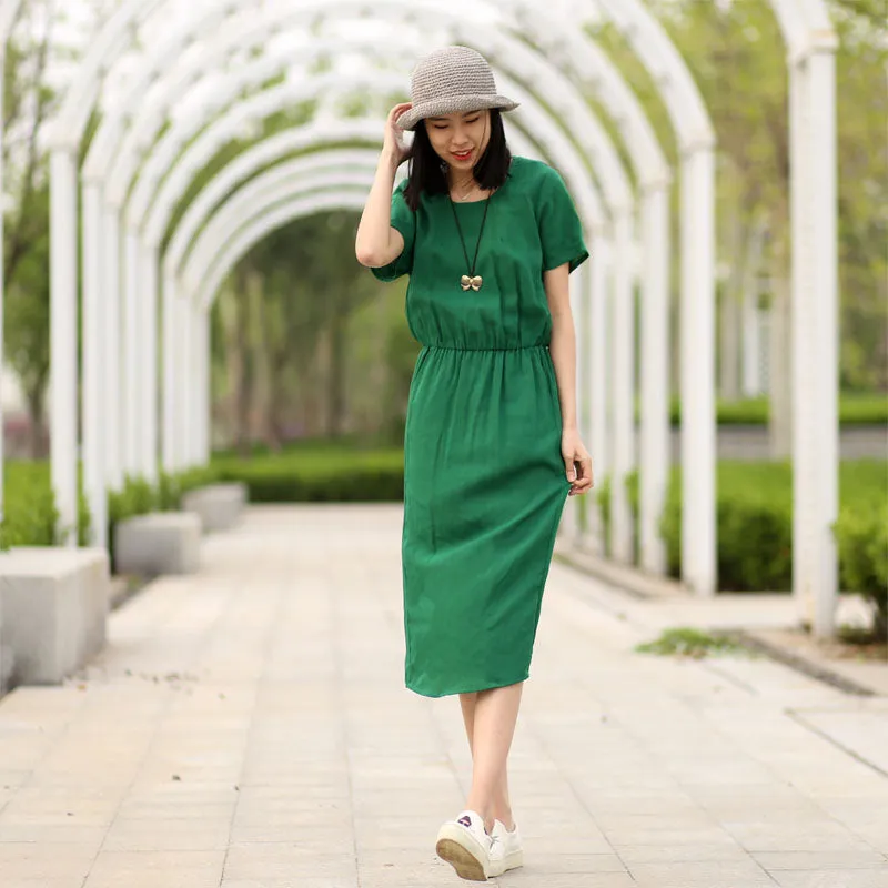 Green Women Dresses Casual Summer Women Dresses Long Women Dresses SSM97220
