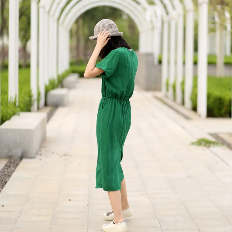 Green Women Dresses Casual Summer Women Dresses Long Women Dresses SSM97220