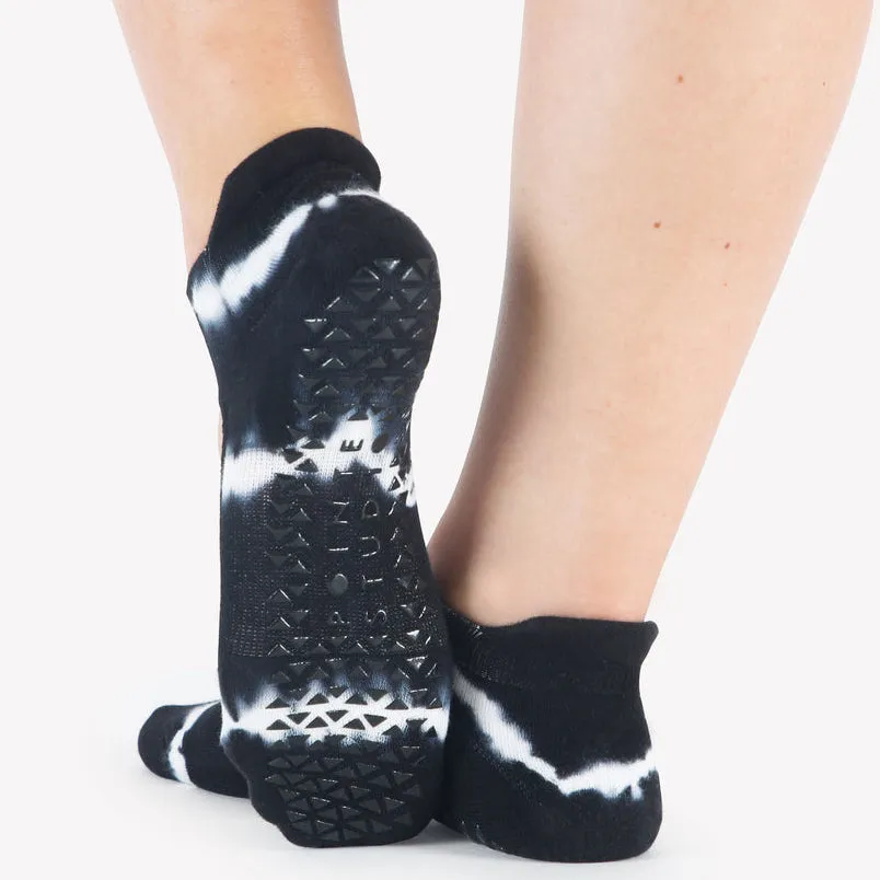 Grip Strap Socks - Shibori Black  (Barre / Pilates)