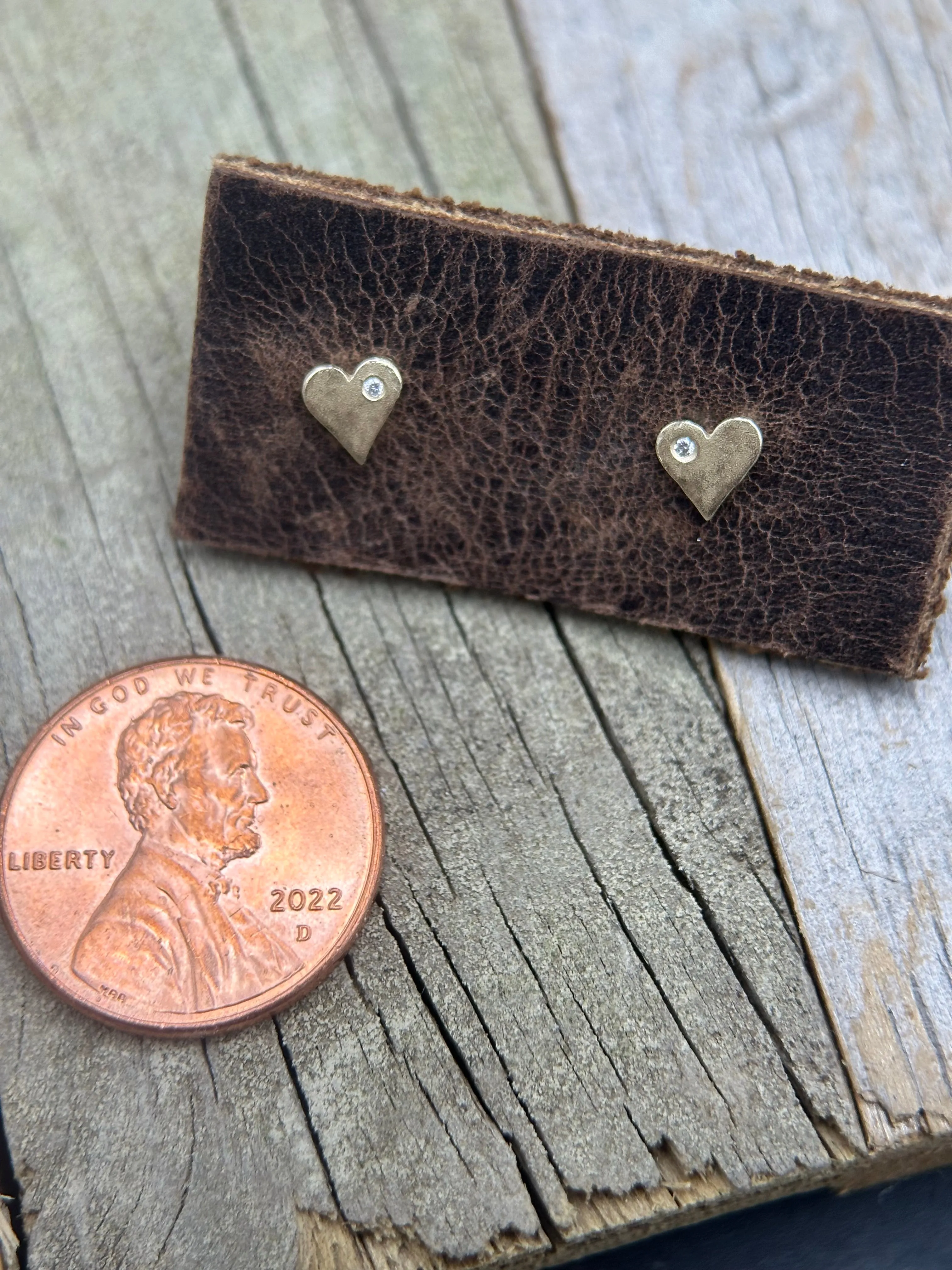 Heart with Diamond Post Earring