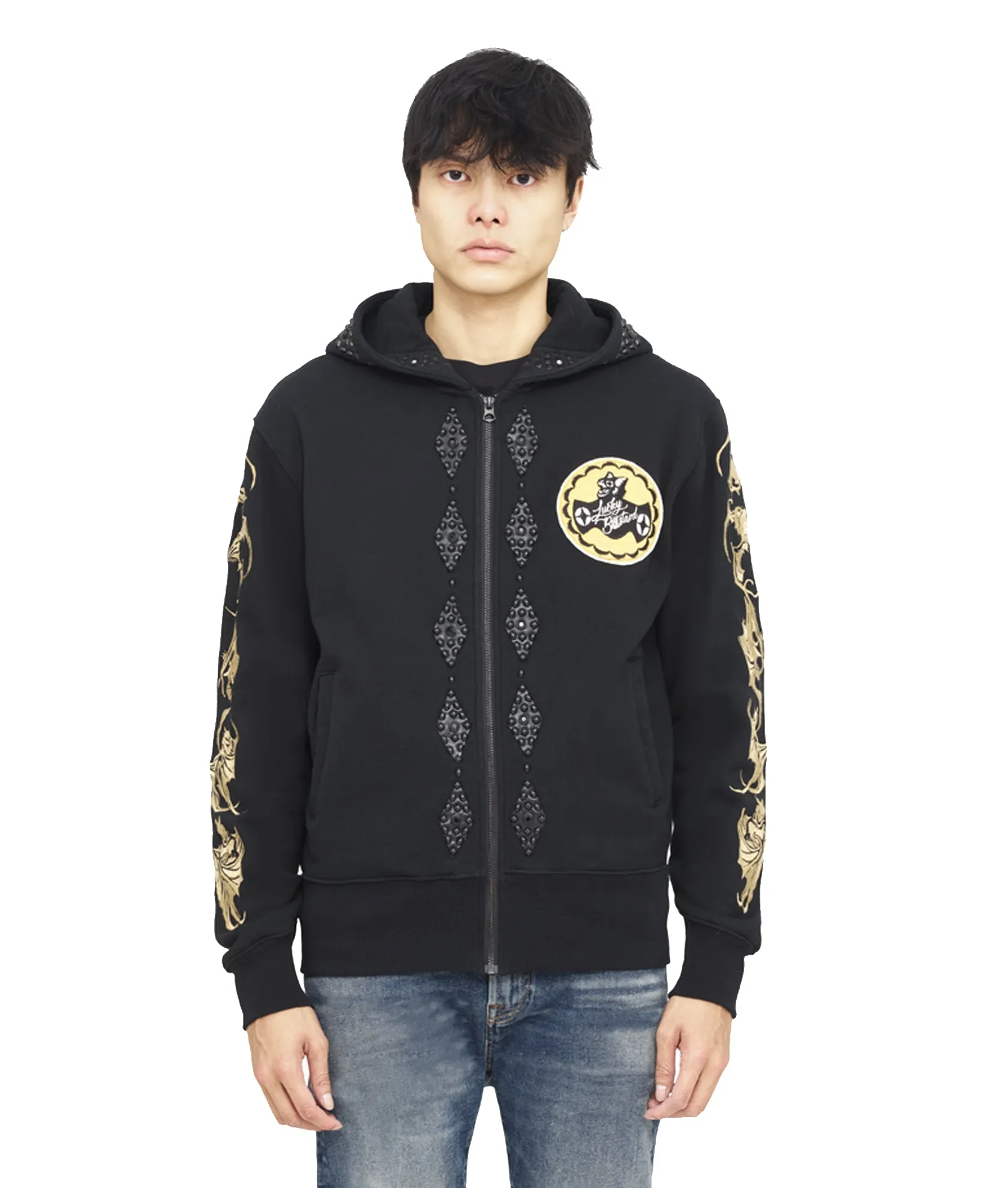 LUCKY BASTARD FULL ZIP HOODY IN BLACK