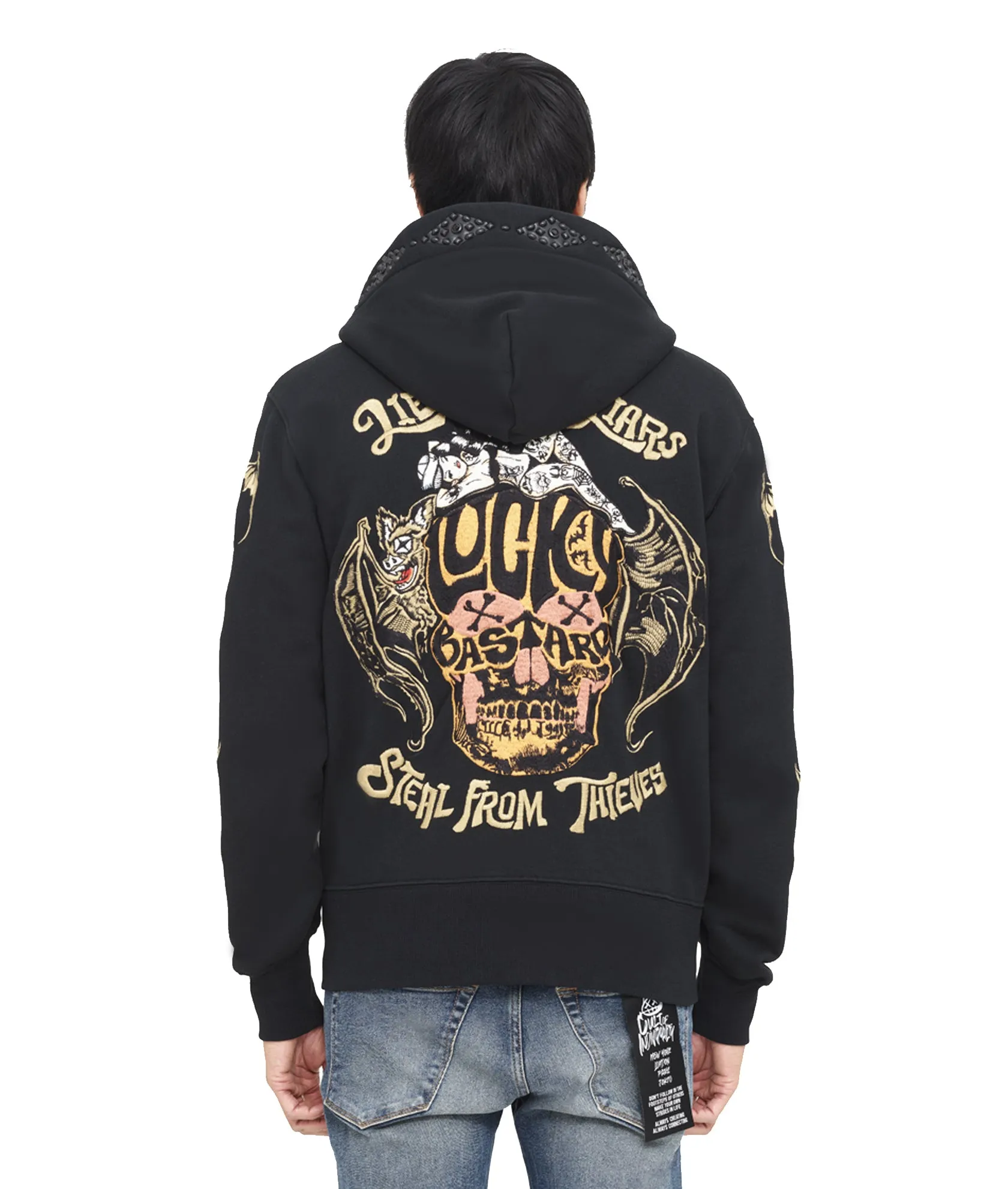 LUCKY BASTARD FULL ZIP HOODY IN BLACK