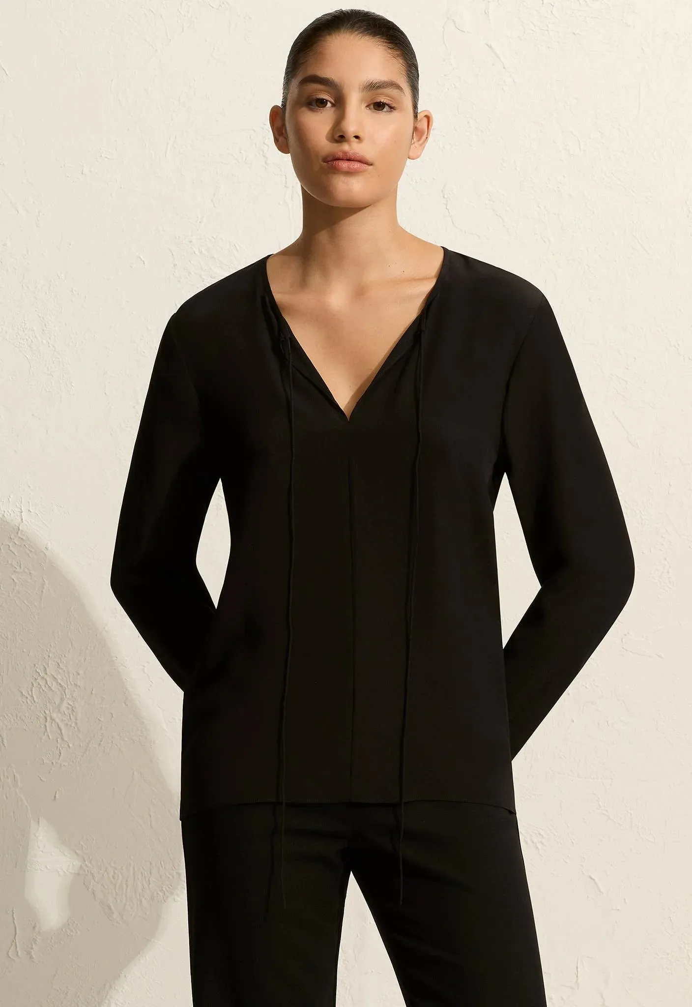 Matteau Popover Tie Blouse in Black