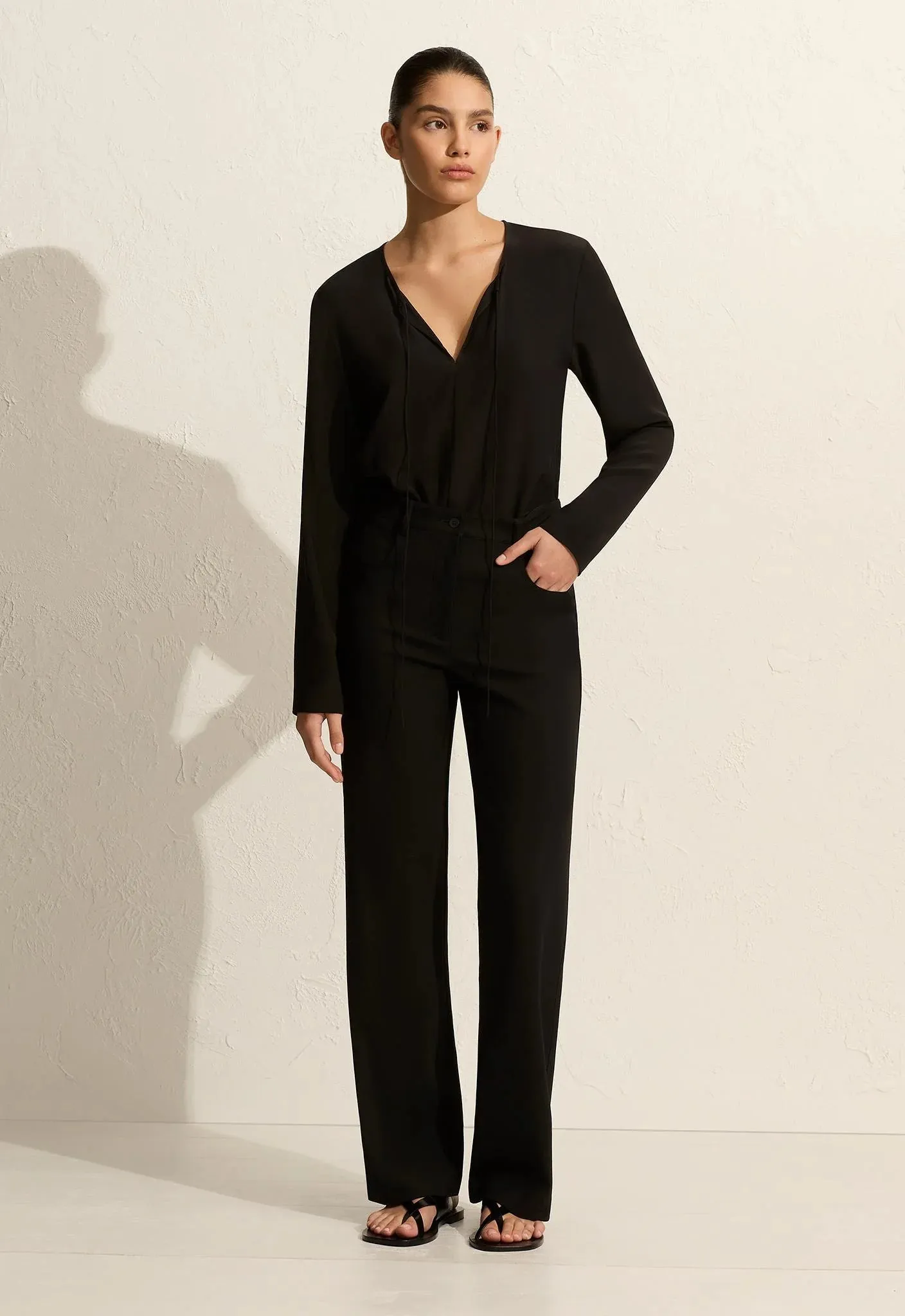Matteau Popover Tie Blouse in Black