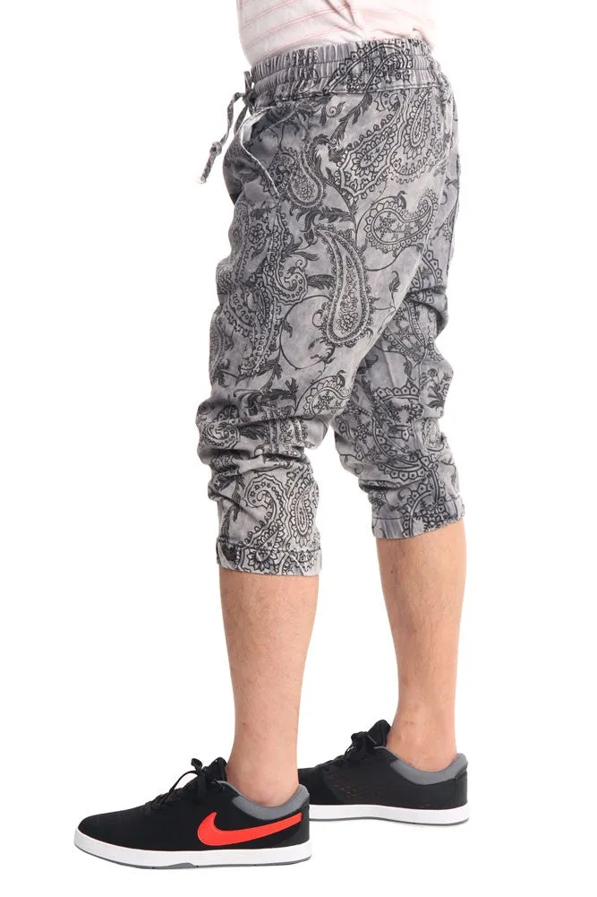Men's Paisley Print Jean Jogger Shorts