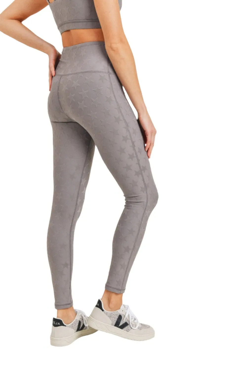 Mono B Textured Star Jacquard Highwaist Leggings Aph8076