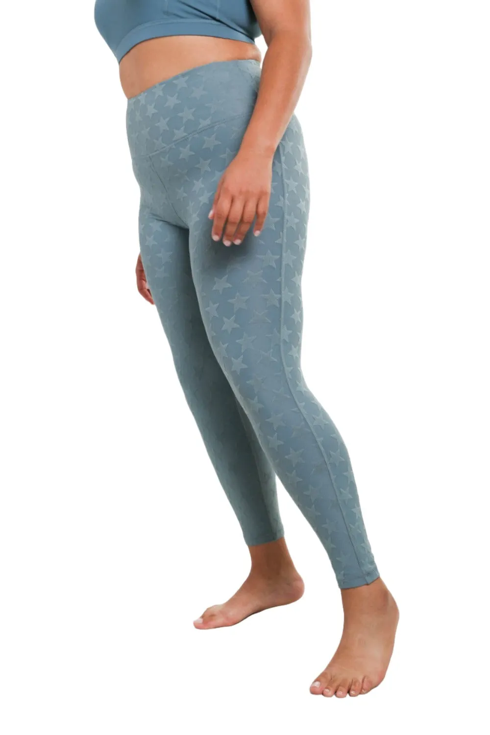 Mono B Textured Star Jacquard Highwaist Leggings Aph8076