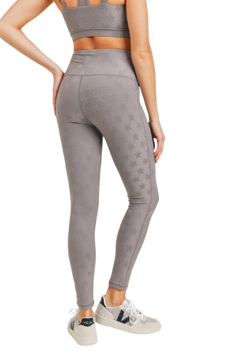 Mono B Textured Star Jacquard Highwaist Leggings Aph8076