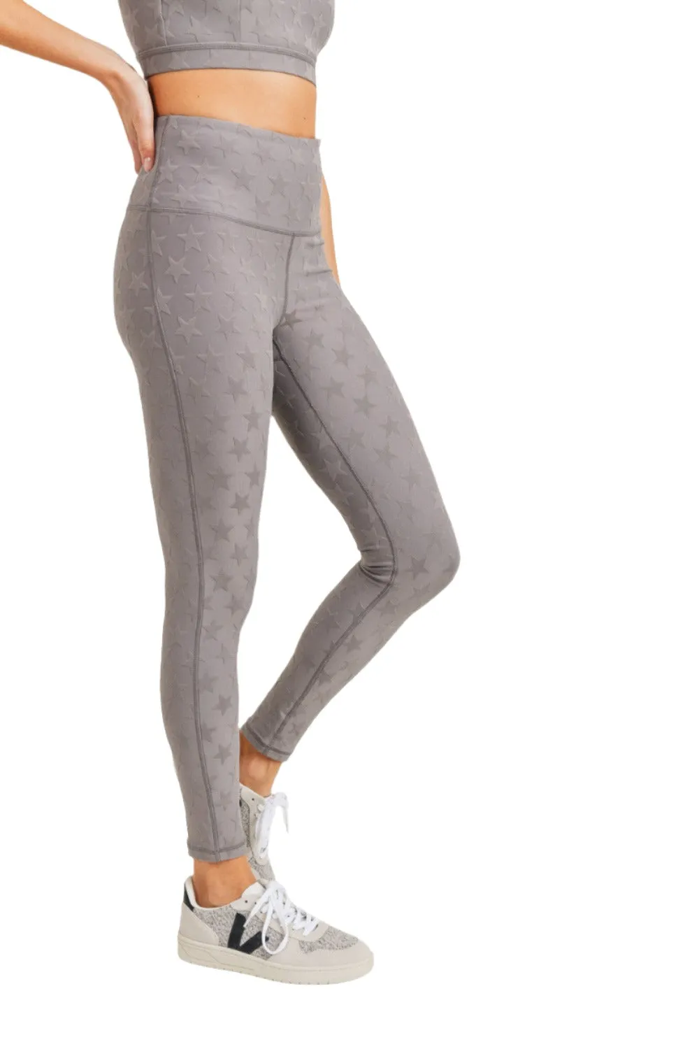 Mono B Textured Star Jacquard Highwaist Leggings Aph8076