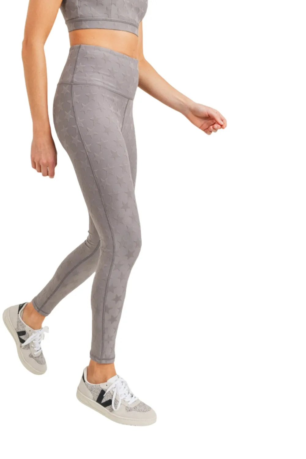 Mono B Textured Star Jacquard Highwaist Leggings Aph8076