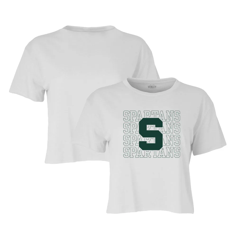 Official NCAA Michigan State Spartans Raw edge Cropped T-Shirt