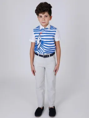 One Friday Blue Boat Printed Shirt