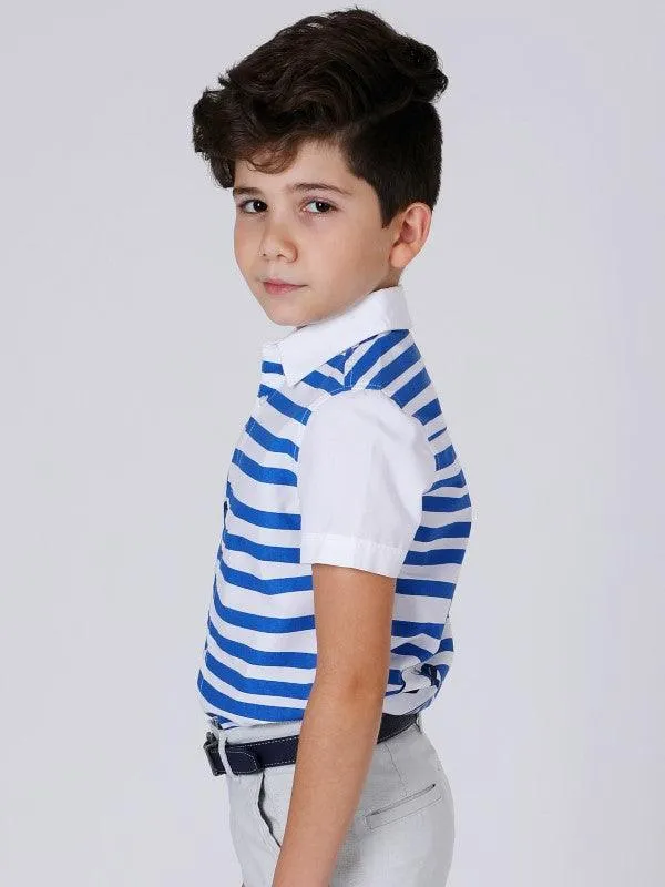 One Friday Blue Boat Printed Shirt