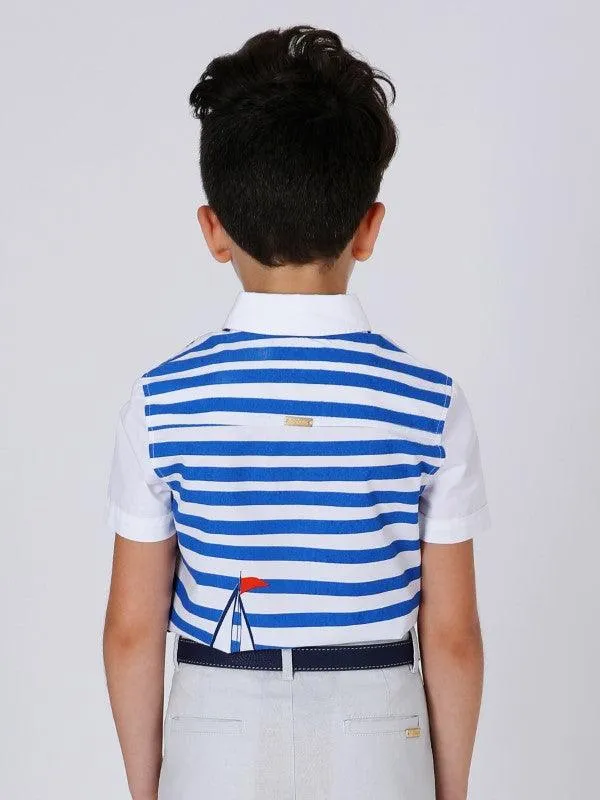 One Friday Blue Boat Printed Shirt
