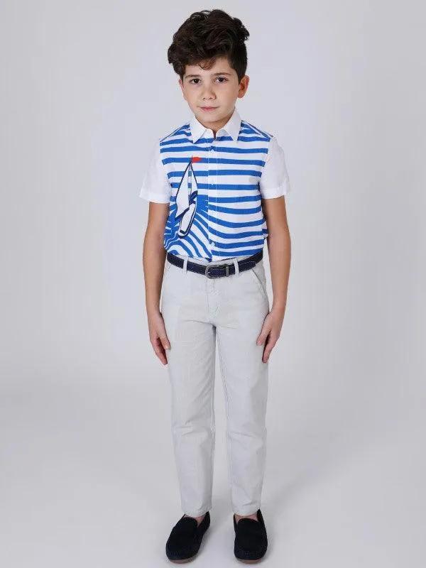 One Friday Blue Boat Printed Shirt