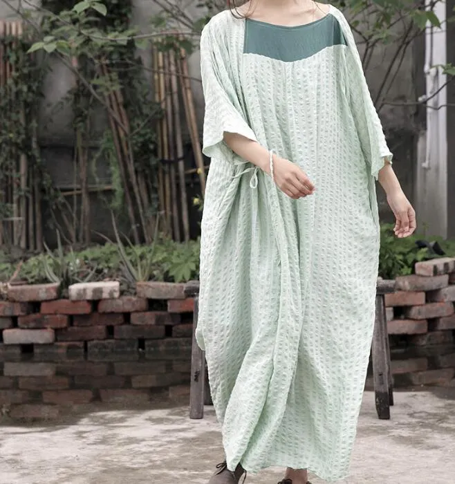Patchwork Short Sleeve Women Dresses Casual Loose Women Dresses SSM97215