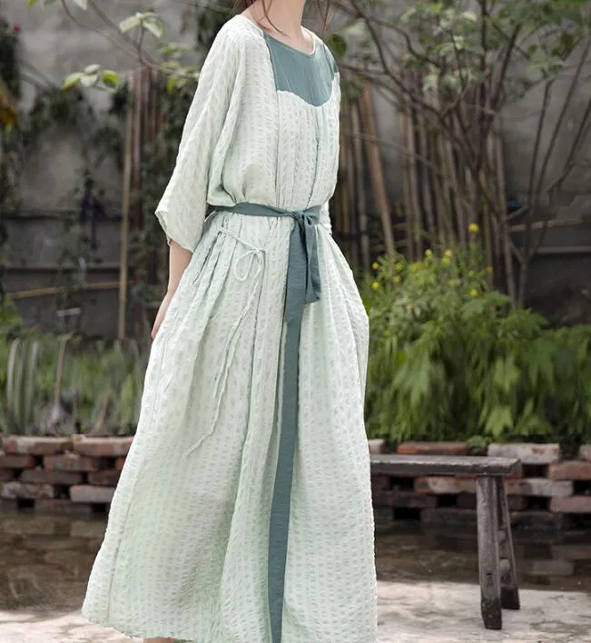 Patchwork Short Sleeve Women Dresses Casual Loose Women Dresses SSM97215