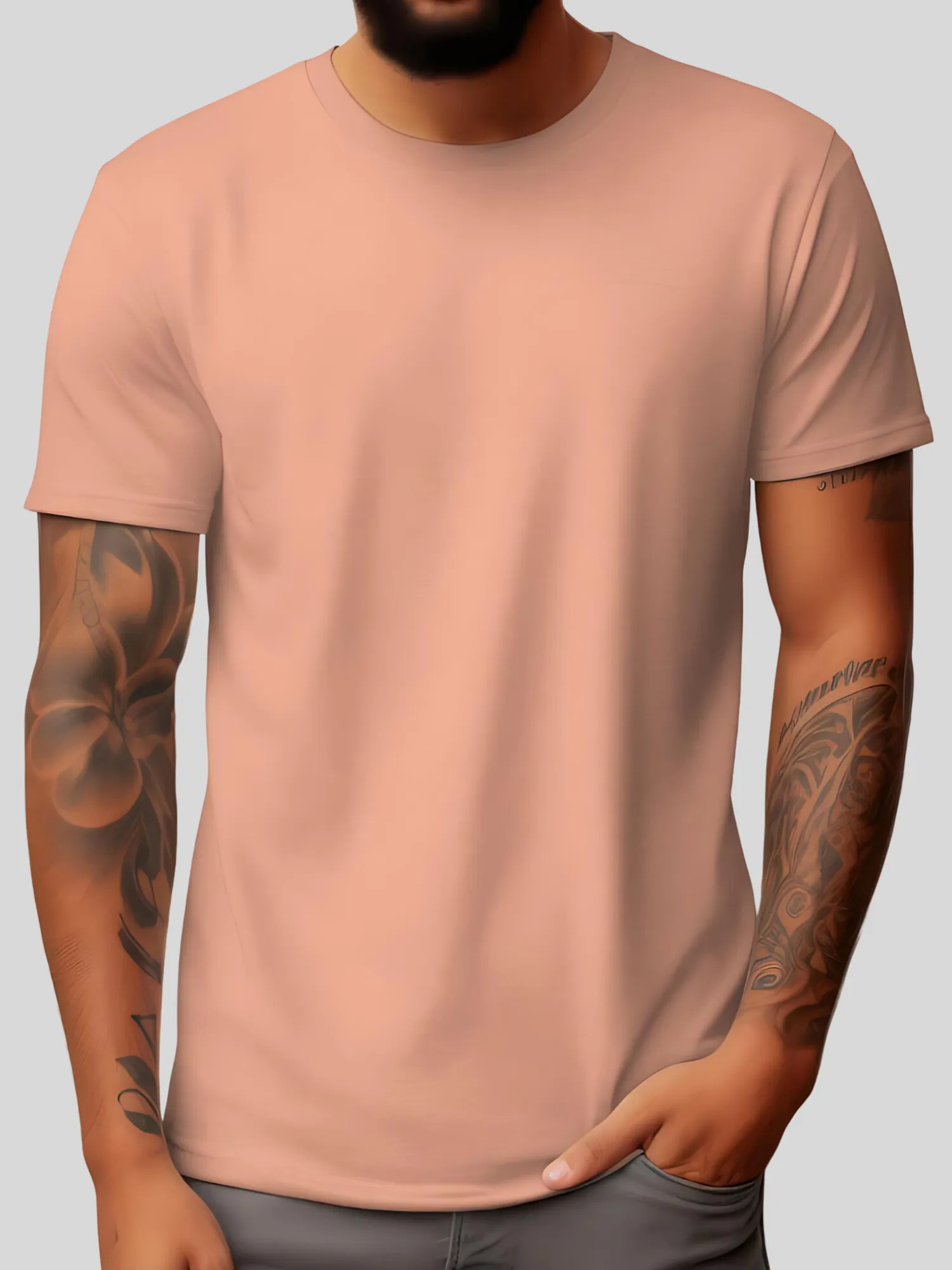 Peach Crew Neck T-shirt