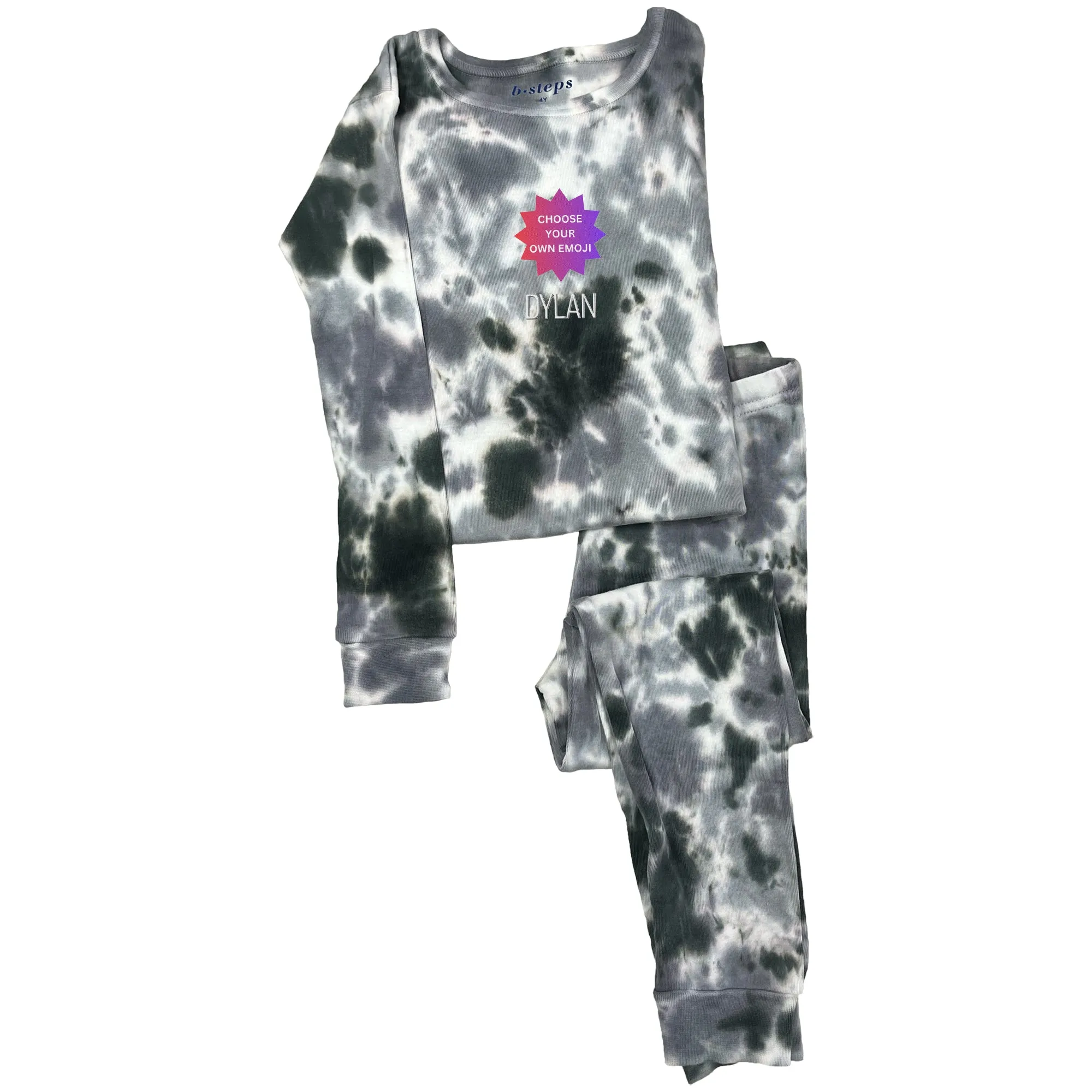 Personalized Tie Dye Choose Your Own Emoji Cotton Pajama Set