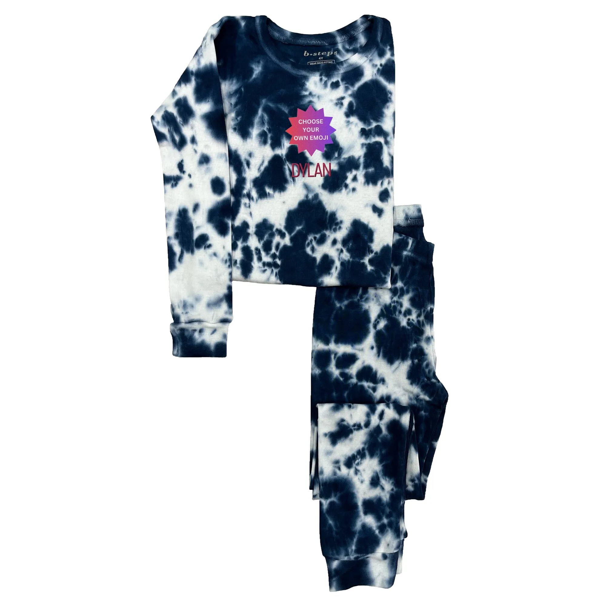 Personalized Tie Dye Choose Your Own Emoji Cotton Pajama Set