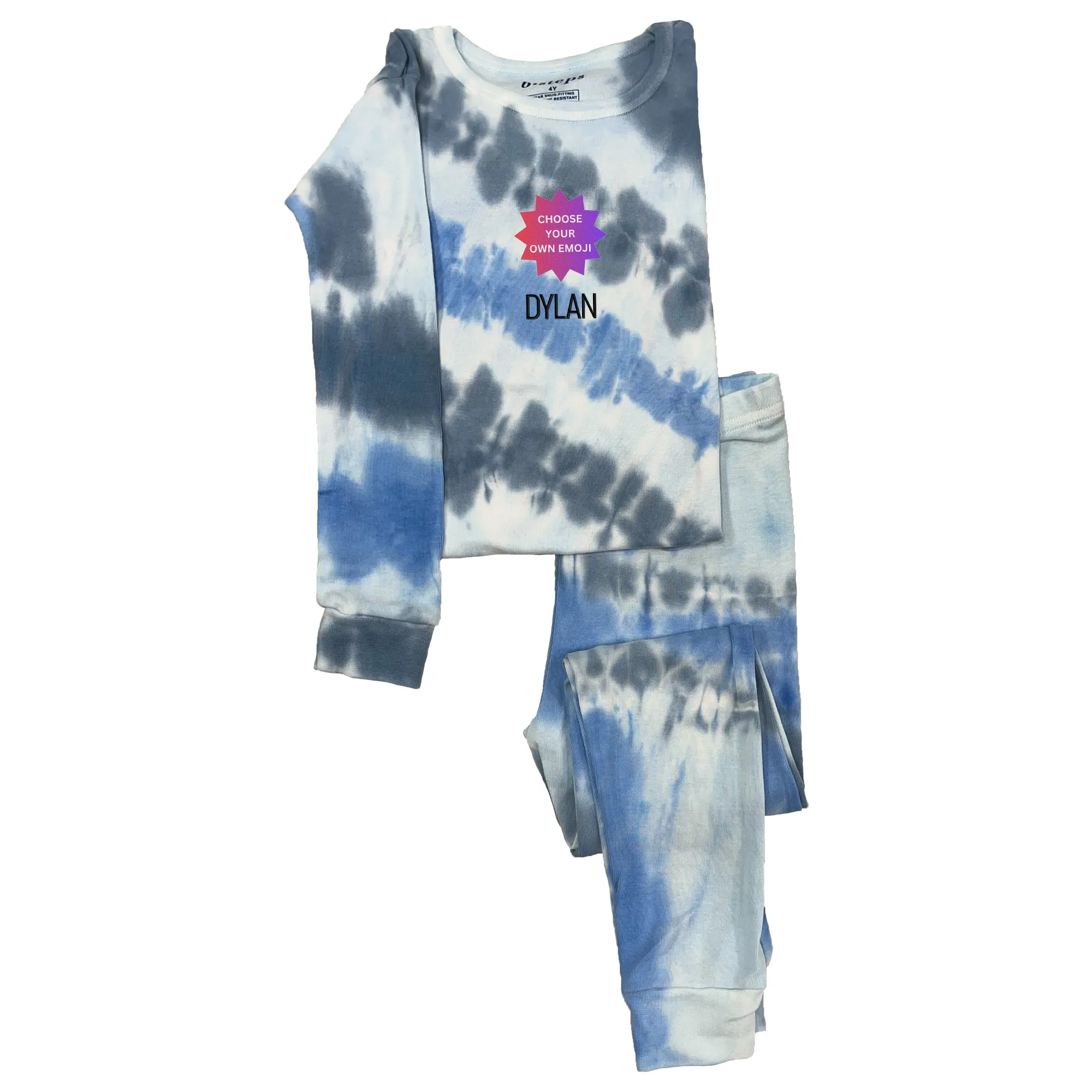 Personalized Tie Dye Choose Your Own Emoji Cotton Pajama Set